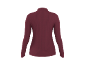 Camisola bordeaux de mulher de manga comprida e gola alta, vista traseira.