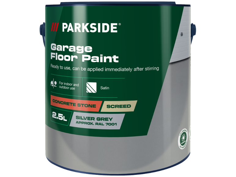 Tinta cinzenta de 2,5L para chão de garagem, para betão e betonilha, uso interior e exterior.