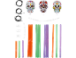 Kit de colar de bastões luminosos do Dia dos Mortos com pendentes de caveiras de açúcar e bastões luminosos.