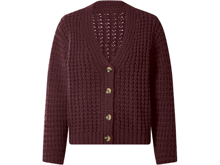 Cardigã de malha feminino cor de vinho com botões
