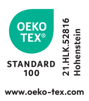 Certificado OEKO-TEX STANDARD 100 com o número 21.HLK.52816 Hohenstein.