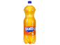 Garrafa de refrigerante de laranja com rótulo 