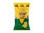 Saco de tortilhas de milho com sabor a queijo nacho, com a indicação 'XXL' e 'Vegetariano'.