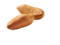Duas batatas doces laranja-acastanhadas sobre um fundo preto.
