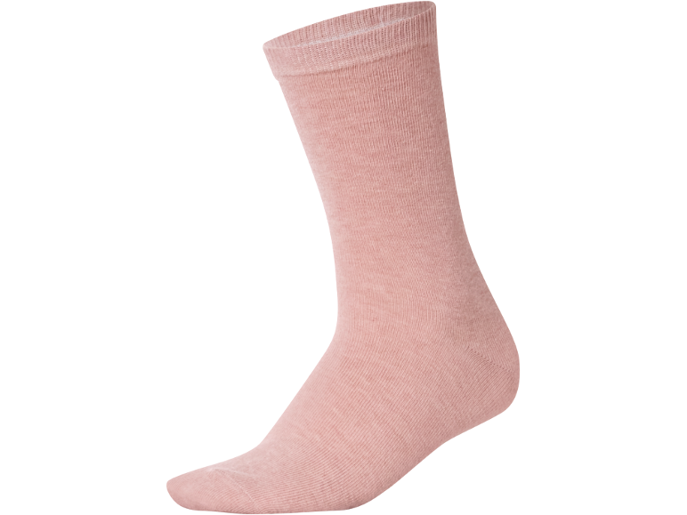 Meia canelada rosa claro.