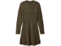 Vestido de malha canelada de manga comprida em verde azeitona.