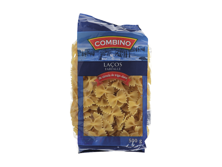 Embalagem de massa COMBINO Farfalle (laços) de sêmola de trigo duro, 500g.