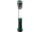 Lanterna e candeeiro LED verde e cinzento com pega texturizada.
