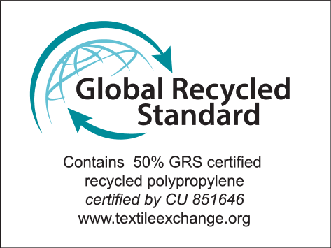 Global Recycled Standard: Contém 50% de polipropileno reciclado certificado GRS, certificado por CU 851646.