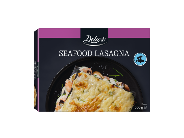 Embalagem de lasanha de marisco congelada, 500g.
