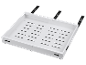 Tabuleiro de teclado branco com ventilação e calhas de montagem, com setas direcionais.