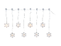 Cortina de luzes de Natal com 8 flocos de neve iluminados pendurados.