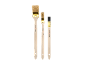 Conjunto de três pincéis de pintura de tamanhos variados, incluindo um de 50 mm e dois de 25 mm.