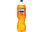 Refrigerante Fanta laranja com 3% de sumo de laranja, baixo em calorias, em garrafa de 2L.