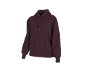 Hoodie bordeaux com um coração vermelho no peito.