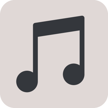 Ícone de música com duas notas em fundo cinza claro.