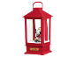 Lanterna de Natal vermelha com Pai Natal e a inscrição 'CHRISTMAS'.