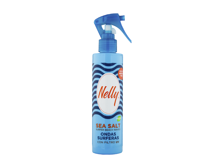 Spray azul para cabelo com sal marinho, para ondas de surfista e filtro UV.