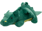 Peluche de dragão verde com barriga amarela e pequenas asas.