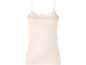 Camisola de alças básica feminina em bege claro, vista traseira.