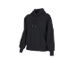 Hoodie preto com cordões e bolso canguru.