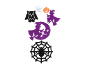 Decorações de Halloween em feltro: coruja, fantasma, abóbora, bruxa e teia de aranha.