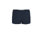 Boxer masculino azul marinho com cós branco, vista traseira.