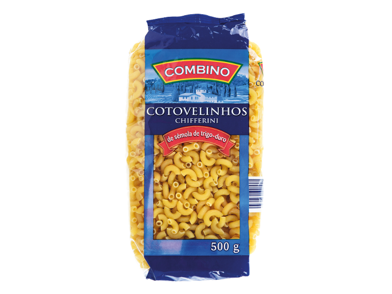 Embalagem de massa COMBINO Cotovelinhos Chifferini de sêmola de trigo duro, 500 g.