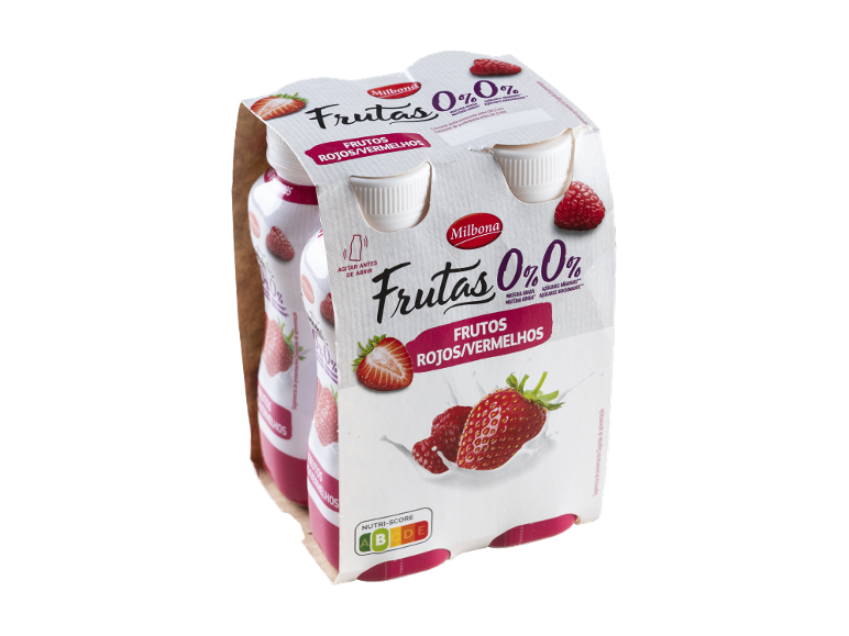 Bebidas de iogurte de frutos vermelhos, 0% gordura e açúcares adicionados, com Nutri-Score A.