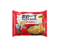 Embalagem vermelha de noodles instantâneos com imagem de ramen de sésamo e indicação de 100g.