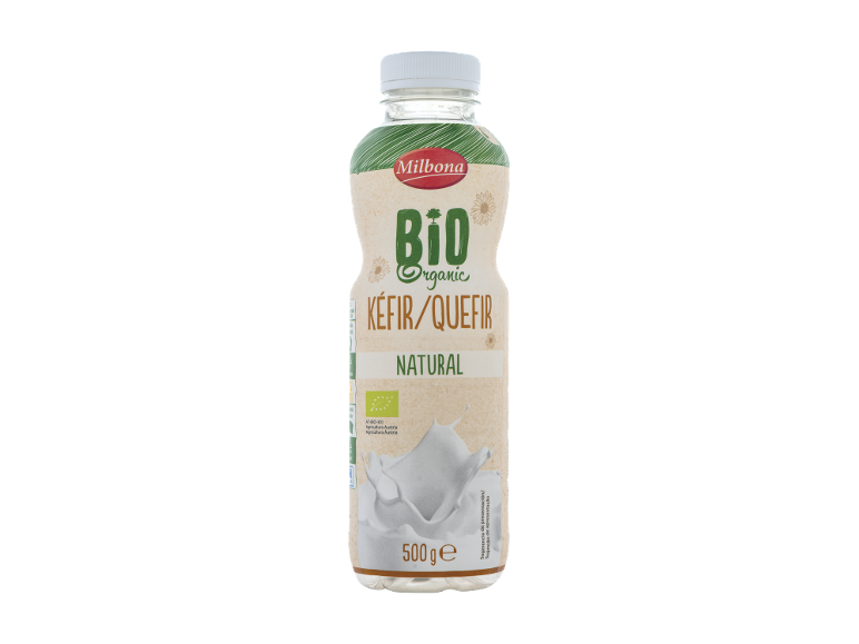 Kefir/queque biológico natural em garrafa de 500g.