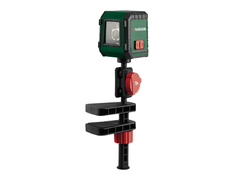 Nível laser verde com suporte de fixação e braço articulado