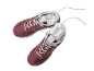 Sapatilhas cor de vinho com secador de sapatos elétrico.