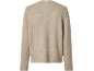 Camisola de malha bege com mangas raglan e bainha canelada.