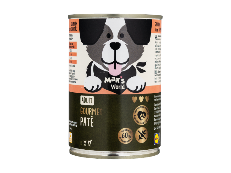 Max's World paté gourmet com salmão para cães adultos