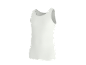 Camisola branca de alças para homem, vista frontal e lateral.