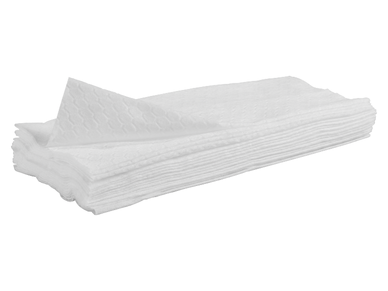 Pilha de toalhas de papel brancas dobradas ou guardanapos.