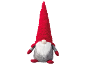 Gnomo de Natal de pelúcia com chapéu vermelho, barba branca e corpo cinzento.