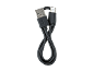 Cabo de carregamento preto USB-A para USB-C, enrolado em forma de oito.