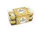 Uma caixa transparente de bombons de chocolate embrulhados em papel dourado com uma cinta dourada festiva
