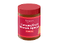 Frasco de creme de biscoito caramelizado, cremoso, com tampa e rótulo vermelhos.