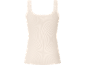 Top canelado de alças finas com renda, cor creme
