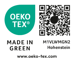 Selo MADE IN GREEN by OEKO-TEX®, M1VLWMGN2 Hohenstein, www.oeko-tex.com
