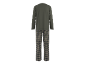 Pijama masculino com camisola de manga comprida cáqui e calças xadrez.