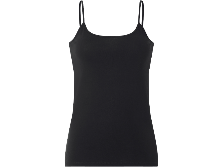 Top básico preto de alças finas para mulher