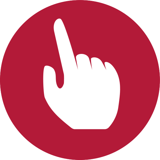 Ícone de mão apontando com um dedo, dentro de um círculo vermelho.
