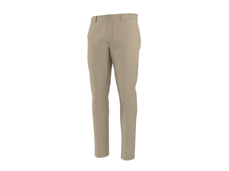 Calças chino bege para homem, corte reto.