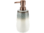 Dispensador de sabonete em cerâmica com acabamento gradiente verde a branco e bomba bronze.