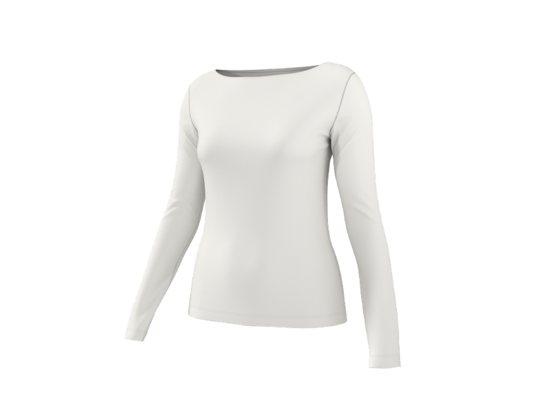 Camisola branca de manga comprida com decote barco.