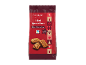 Saco vermelho de mini biscoitos speculoos de chocolate preto com decorações de Natal.